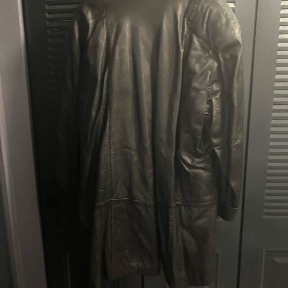 Black Leather Swing Coat - Picture 3 of 5